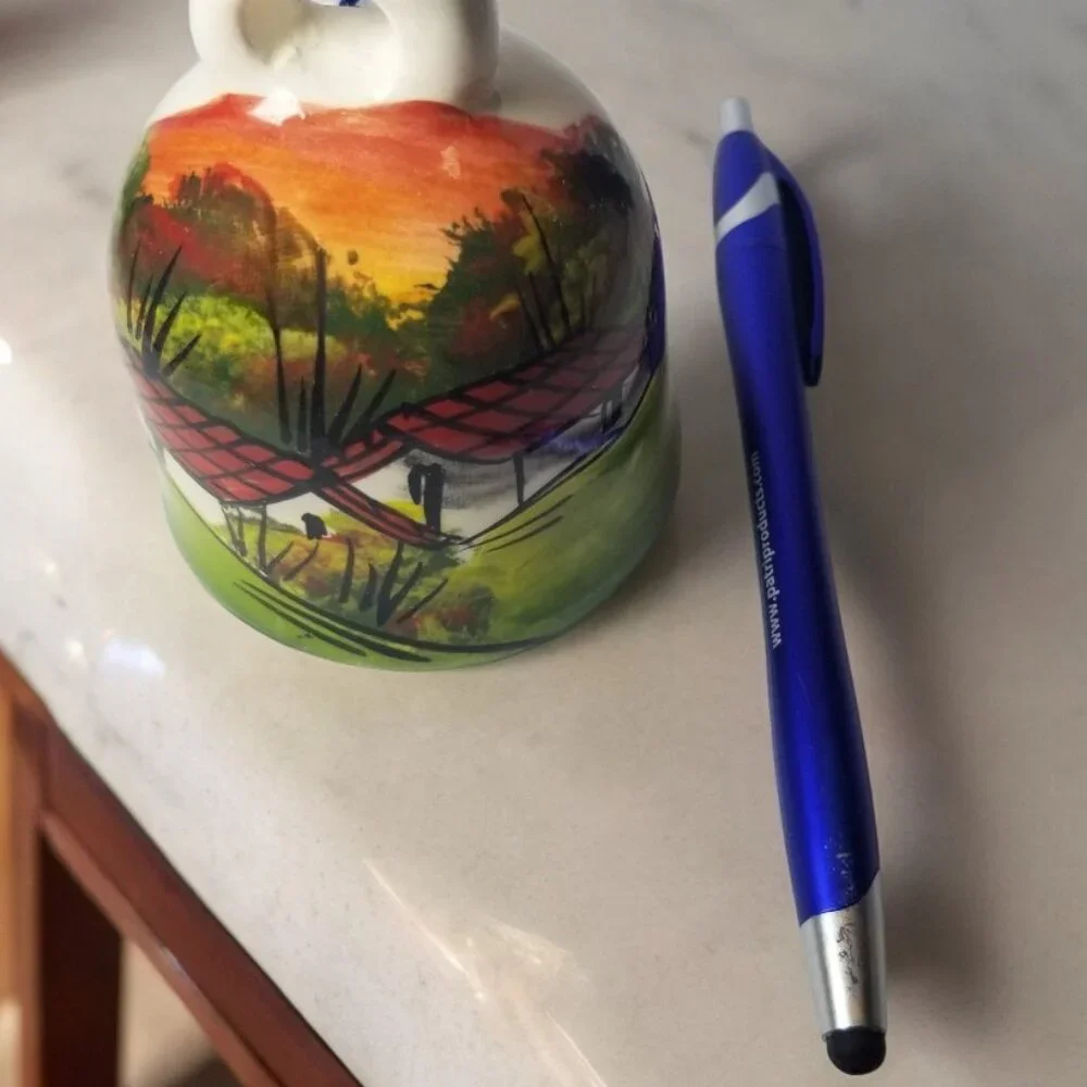 Guatemala’s Colorful Ceramic Bell, Hand-Painted Folk Art  Decorative Souvenir